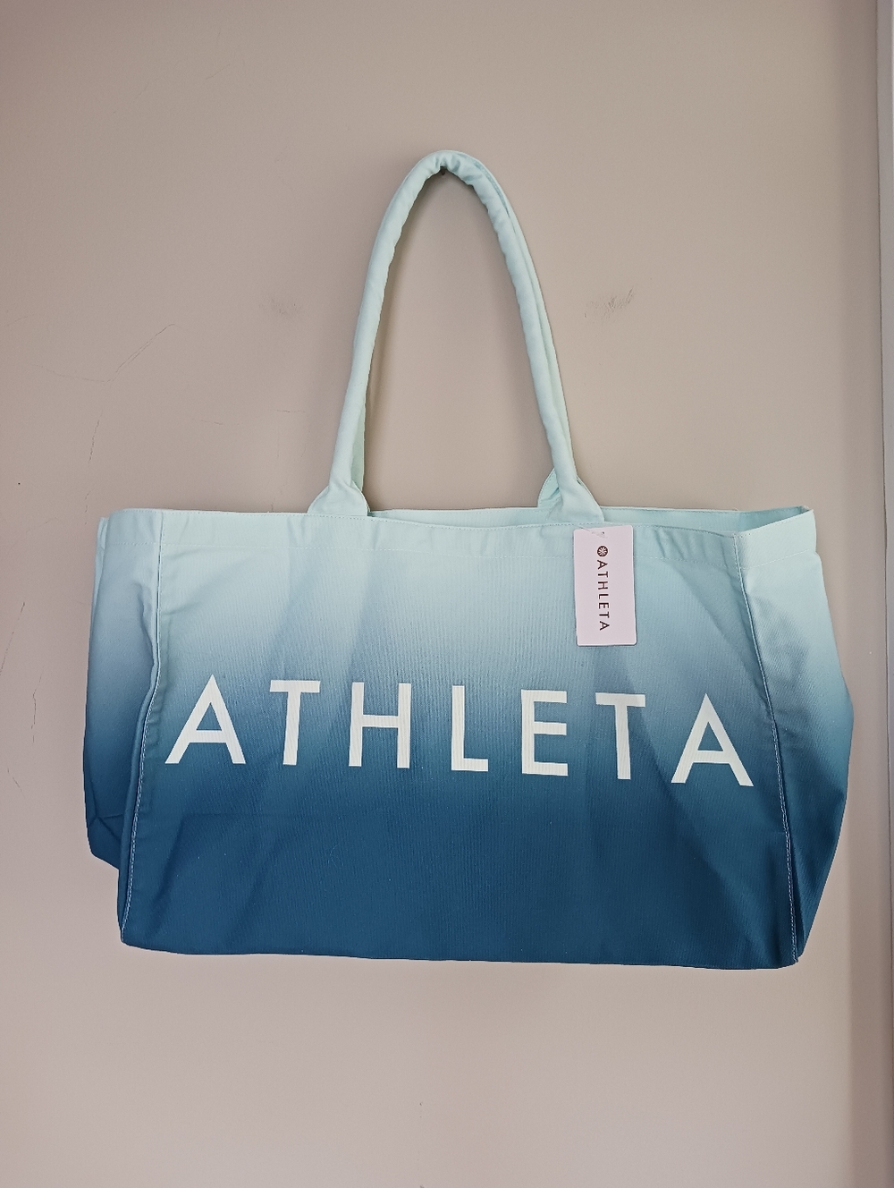 Athleta Blue Ombre Canvas Tote Bag NWT